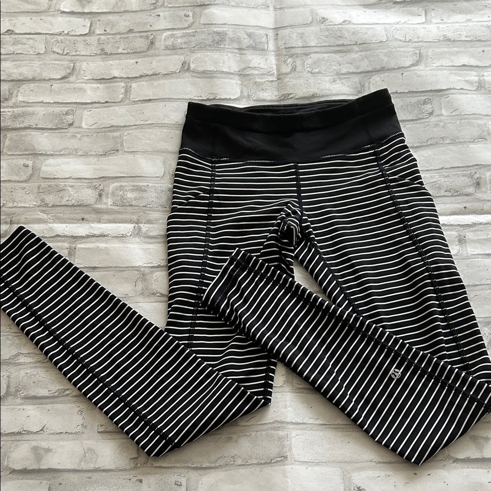 lululemon athletica Black and White Striped Leggings